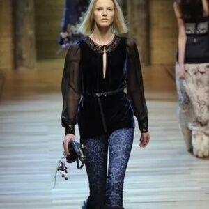 New! RUNWAY! D&G Dolce & Gabbana Floral Lace Jeans 27 FW 2010 Runway Show RARE!